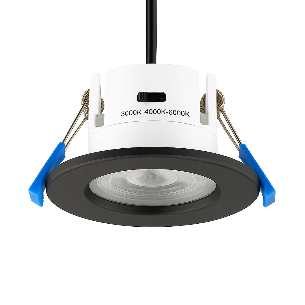 3CCT Fire Rated Dimmable Downlight Fitting | LED 5W 550lm | CCT Tri-Colour | IP65 | Black