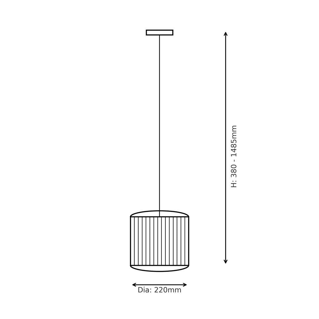 Mathias Cage Pendant Ceiling Light | E27 | Nautral Bamboo
