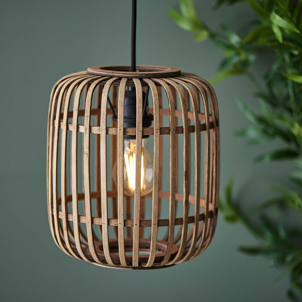 Mathias Cage Pendant Ceiling Light | E27 | Nautral Bamboo