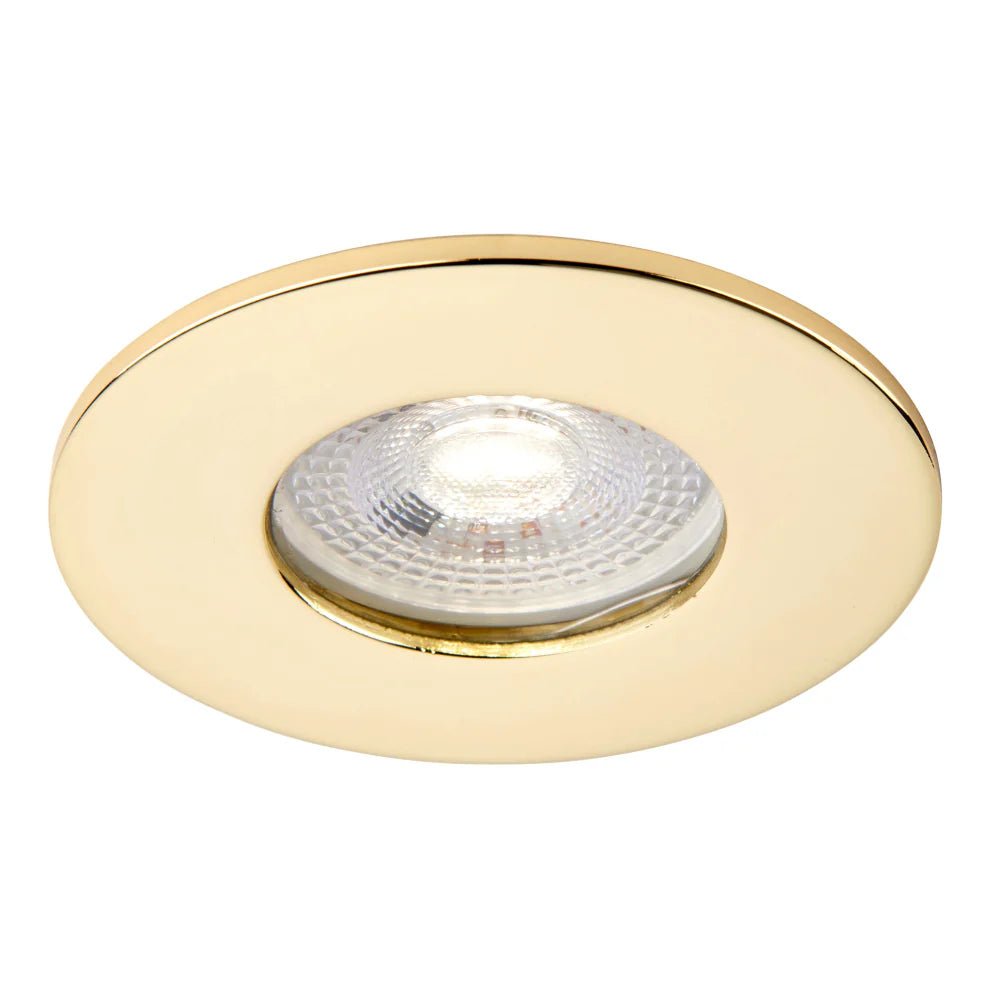 Smart WiFi RGB+CCT Fire Rated Downlight | Alexa & Google | GU10 IP65 | Polished Brass - LightHub Direct