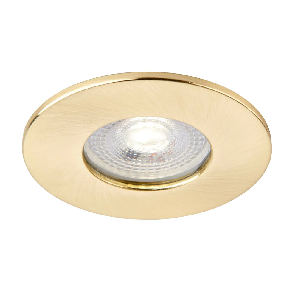 Smart WiFi RGB+CCT Fire Rated Downlight | Alexa & Google | GU10 IP65 | Brushed Satin Brass
