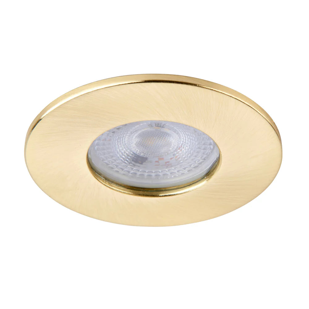 Smart WiFi RGB+CCT Fire Rated Downlight | Alexa & Google | GU10 IP65 | Brushed Satin Brass