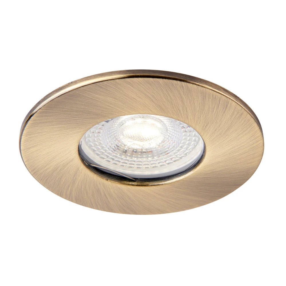 Smart WiFi RGB+CCT Fire Rated Downlight | Alexa & Google | GU10 IP65 | Antique Brass - LightHub Direct