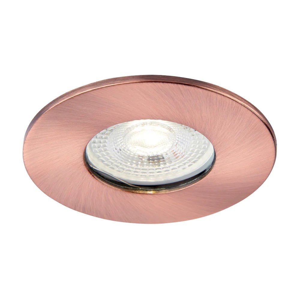 Smart WiFi RGB+CCT Fire Rated Downlight | Alexa & Google | GU10 IP65 | Brushed Copper - LightHub Direct