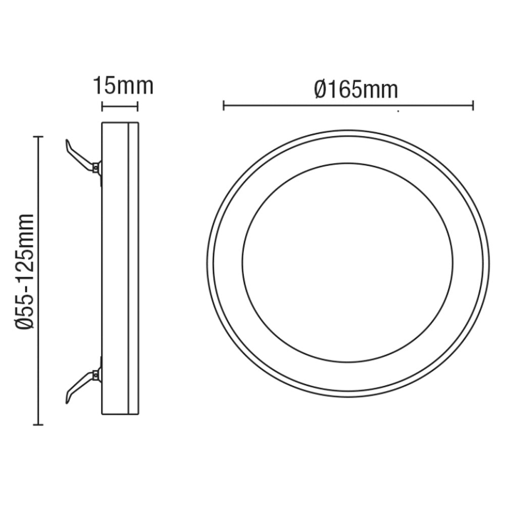 Adjustable Slim Flat Recessed / Surface Round Downlight Panel Light Fitting | LED 12W 1200lm | CCT Tri-Colour | IP44 | White