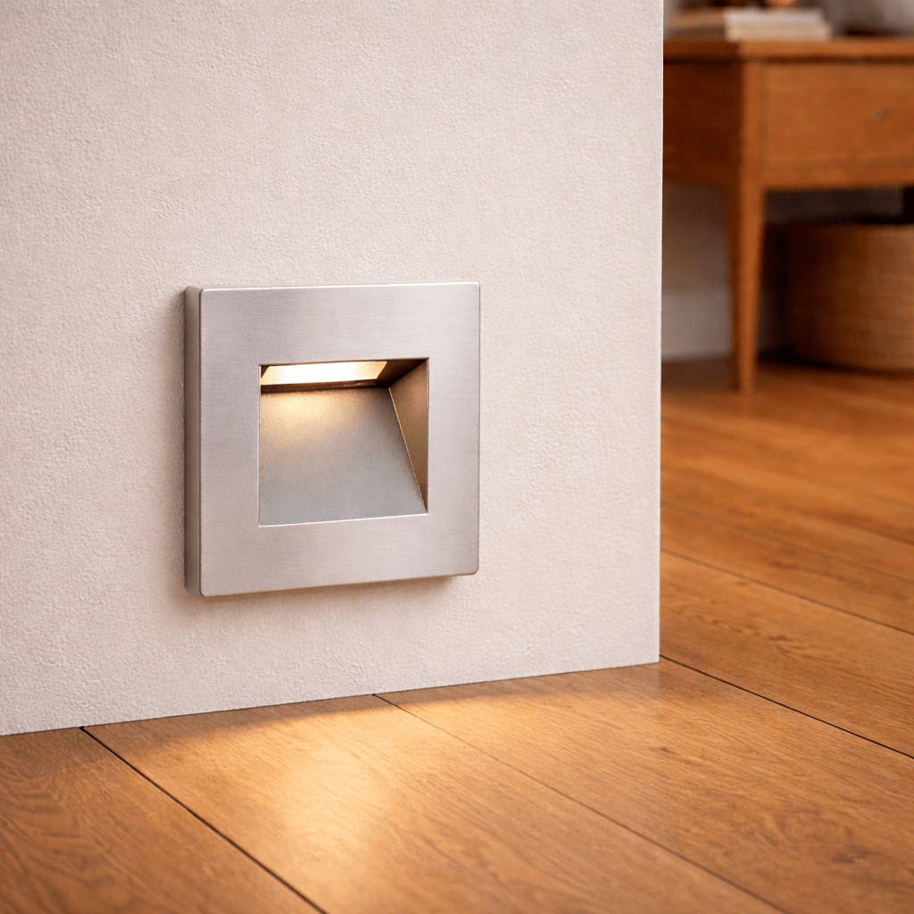 Recessed Indirect Square Wall Step Brick Stair Light for Indoor / Outdoor | LED CCT 1.5W | IP65 | 3000K, 4000K & 6500K | Silver - LightHub Direct