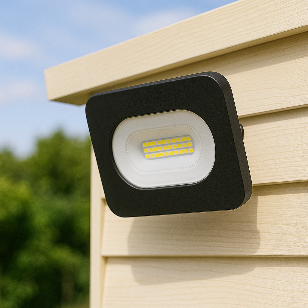 LED Mains Slim Flood Security Light | 20W 1600lm 4000K | IP65 | Black