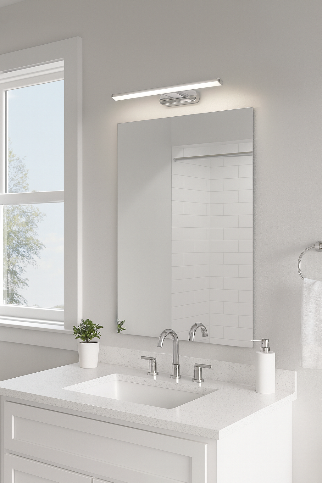 MODA | LED Over Mirror Bathroom Light Wall Semi-Flush Fitting | IP44 | Chrome