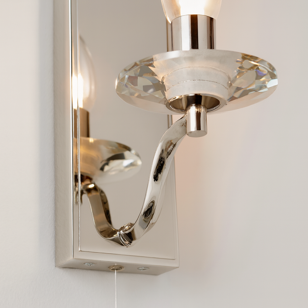 Bathroom Light Wall Semi-Flush Clear Glass Fitting with Pullcord |Switch | G9 | IP44 | Chrome