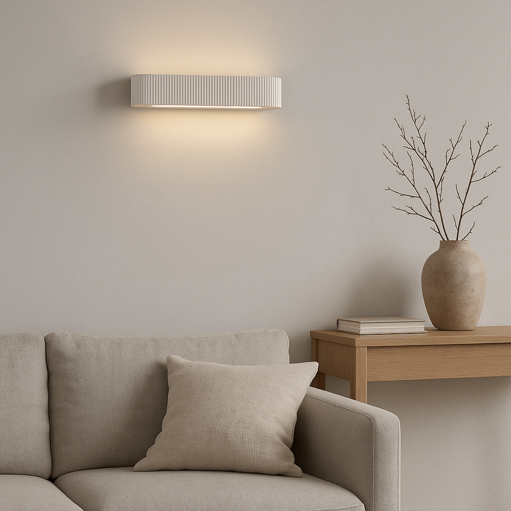 MELBURY LED Half Moon Paintable Plaster Wall Uplighter Light | E14 SES | Up Down Light Effect | 2700K Warm White Dimmable - LightHub Direct