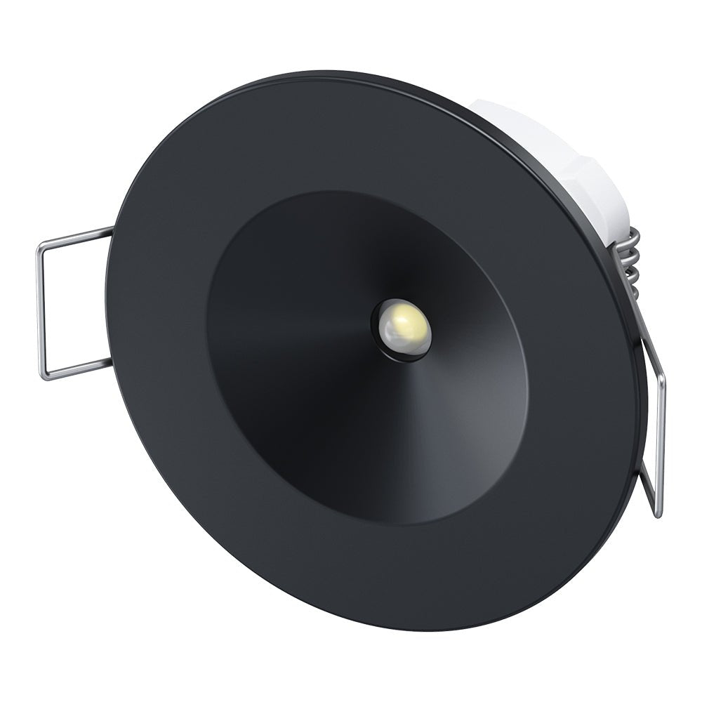 AXIO Mini Non Maintained LED Downlight Pin Spot Light | LED 2W 150lm | 6500K Daylight | IP20 | 3hr Emergency | Black - LightHub Direct