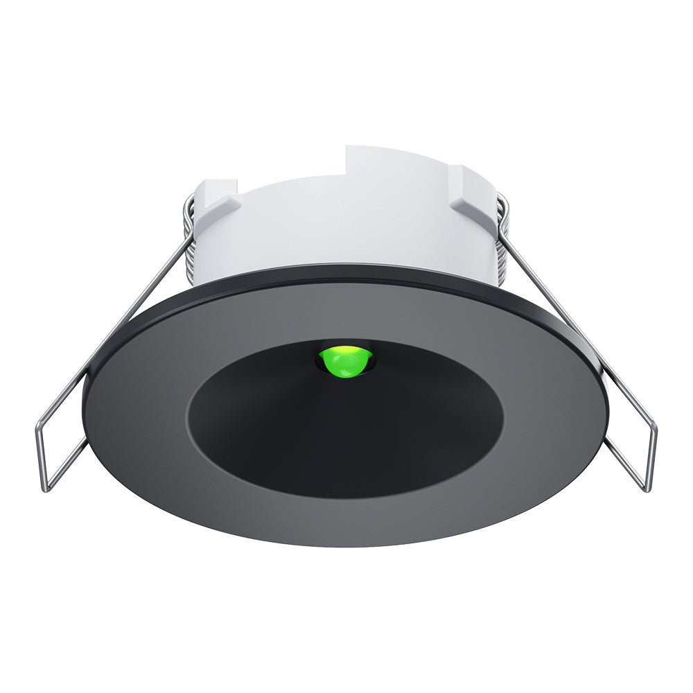 AXIO Mini Non Maintained LED Downlight Pin Spot Light | LED 2W 150lm | 6500K Daylight | IP20 | 3hr Emergency | Black - LightHub Direct