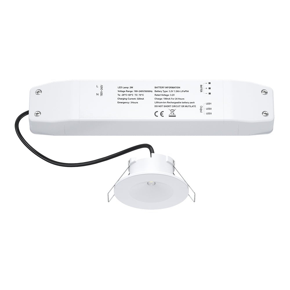 AXIO Mini Non Maintained LED Downlight Pin Spot Light | LED 2W 150lm | 6500K Daylight | IP20 | 3hr Emergency - LightHub Direct