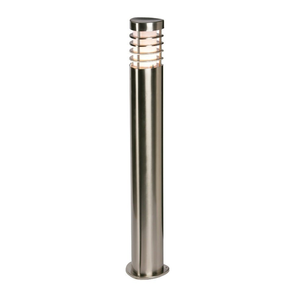 LED CCT Outdoor Bollard Light Post 0.8M | 8W E27 IP44 | Brushed Stainless Steel | 3000K, 4000K & 6000K - LightHub Direct