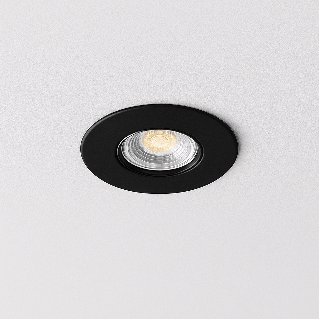 Black Fixed Fire Rated GU10 Open Back Downlight | Pressed Steel | IP20 | 30 - 90 Min Rated - LightHub Direct