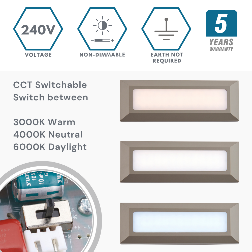SEVERUS | Outdoor Surface Wall Brick Light | LED | IP65 | CCT Tri-Colour Switchable | Grey