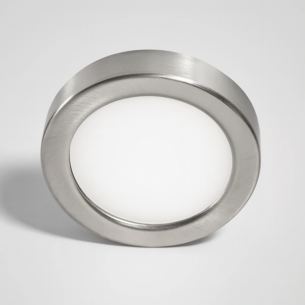 Slim Under-Cabinet Round 3 Pack Kit with Driver | LED 2W | IP20 | 4000K Neutral White | Brushed Steel