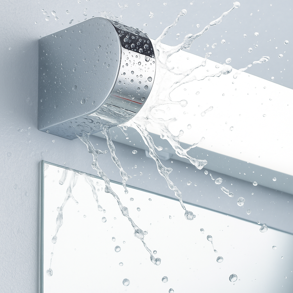 MODA | LED Over Mirror Bathroom Light Wall Flush Fitting | Switched | 15W IP44 | Polished Chrome