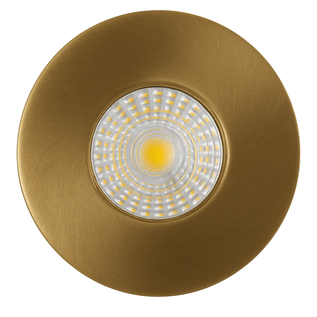 ONYX | Quad - Colour CCT | LED Fire Rated Downlight | Dimmable 7W 750lm | IP65 | Matt Brass - LightHub Direct