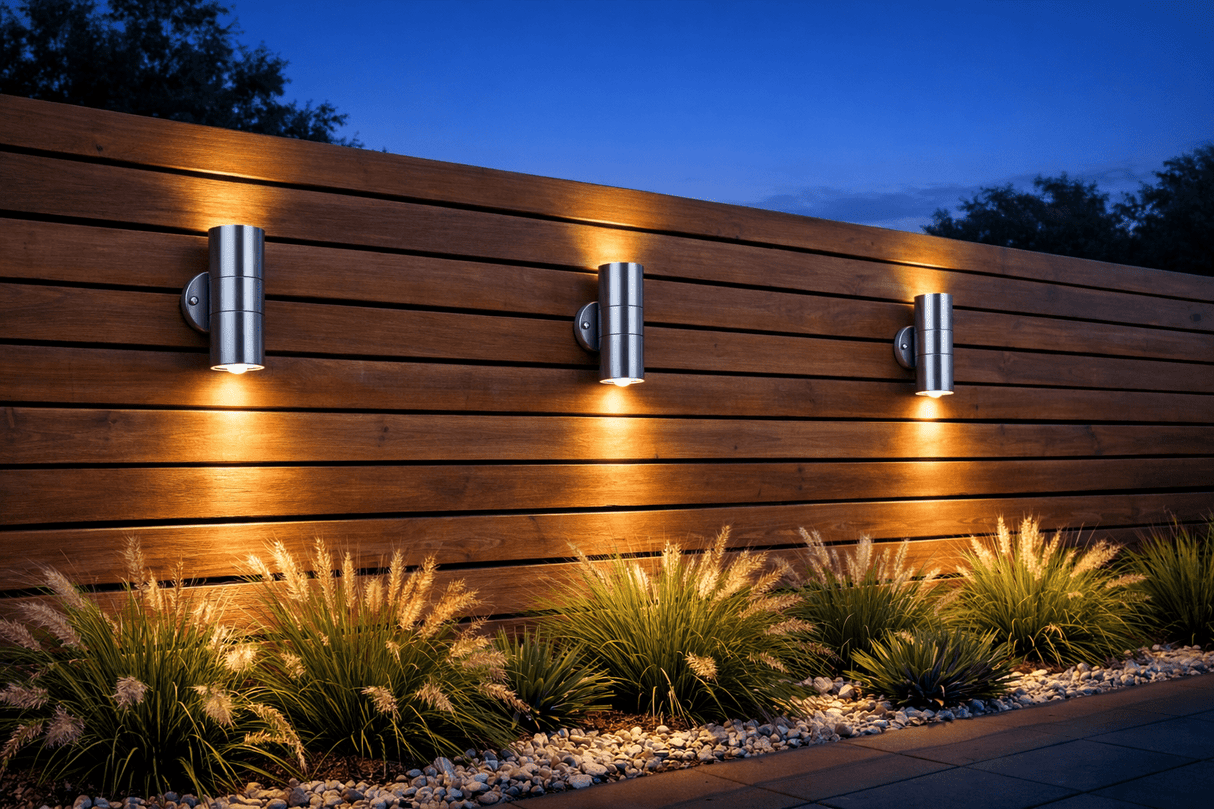 Up/Down Outdoor Wall Light | GU10 IP44 | Brushed Stainless Steel - LightHub Direct