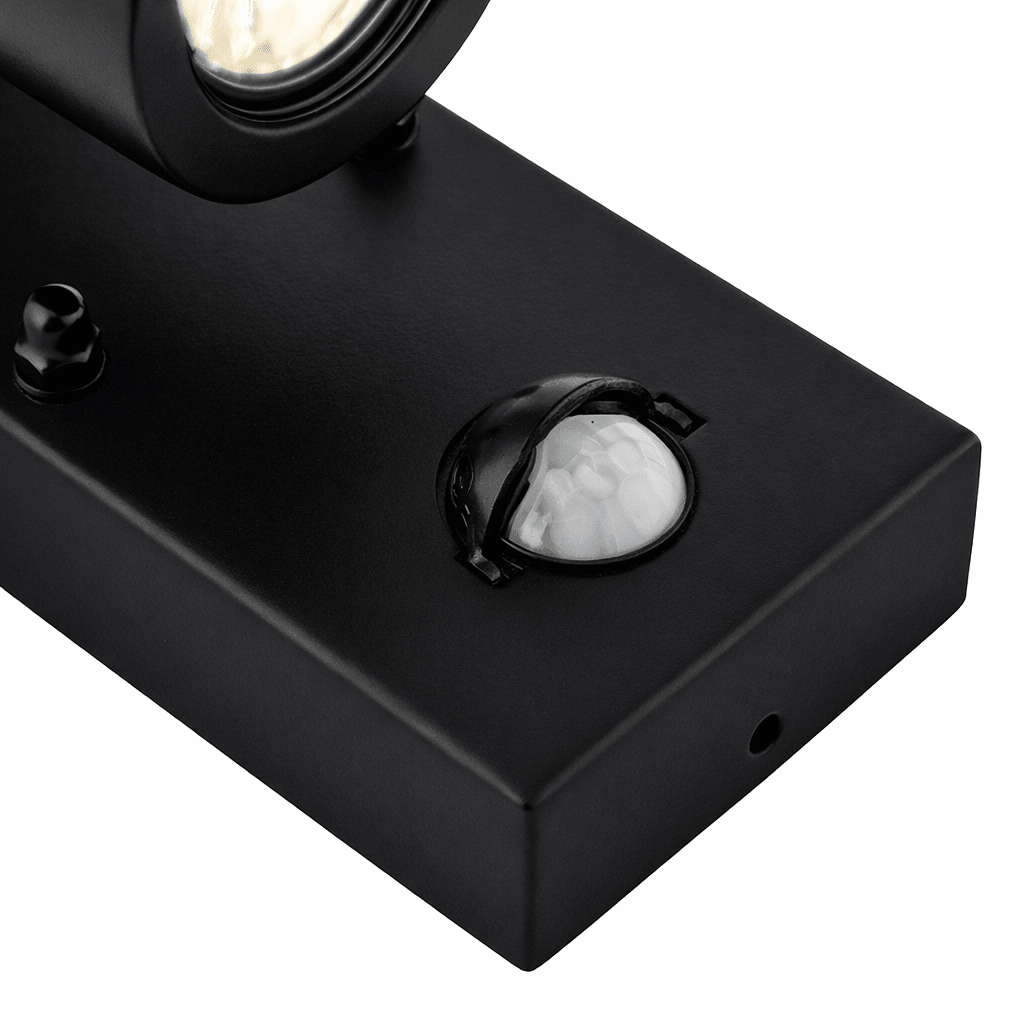 KEW Up / Down Outdoor Stainless Steel Garden Porch Wall Light | GU10 | IP44 | PIR Motion Sensor | Matte Black - LightHub Direct