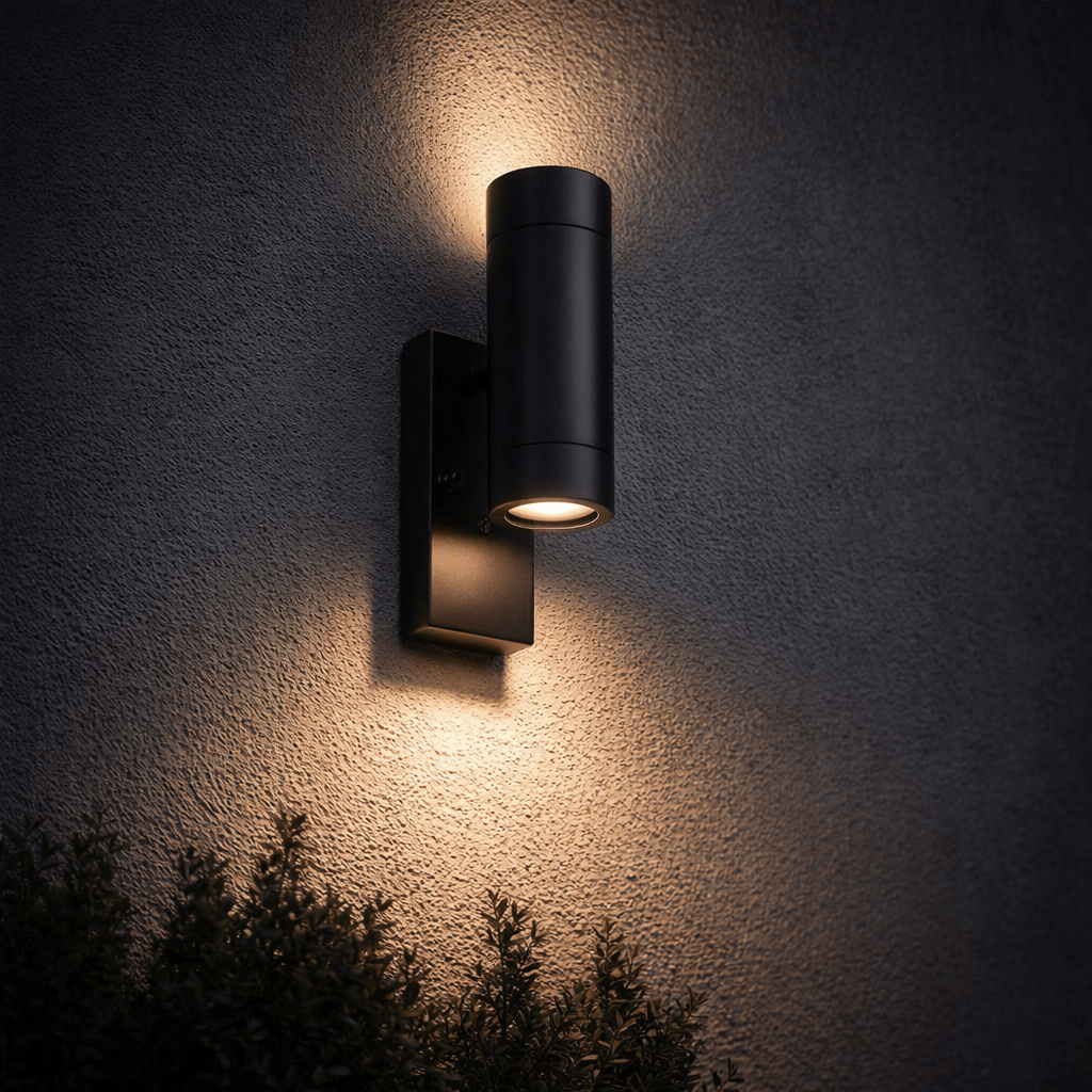 KEW Up / Down Outdoor Stainless Steel Garden Porch Wall Light | GU10 | IP44 | Photocell Dusk to Dawn - LightHub Direct