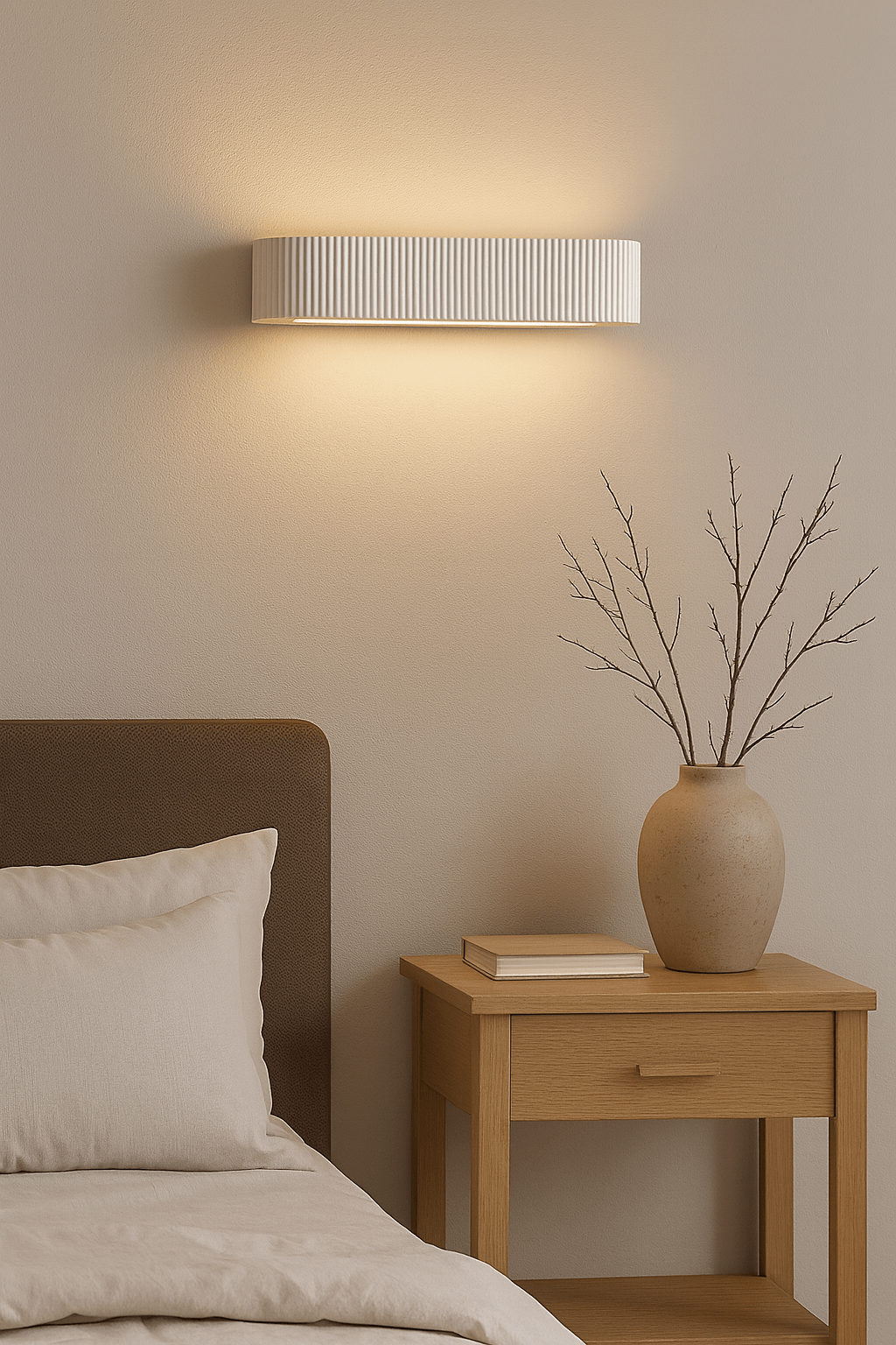 MELBURY LED Half Moon Paintable Plaster Wall Uplighter Light | E14 SES | Up Down Light Effect | 2700K Warm White Dimmable - LightHub Direct