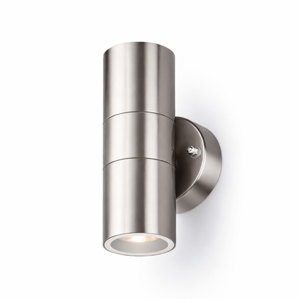 Up/Down Outdoor Wall Light | GU10 IP44 | Brushed Stainless Steel - LightHub Direct