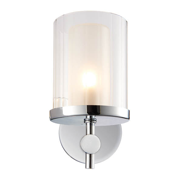 Bathroom Light Wall Semi-Flush Fitting with Ridged Clear Glass Shade | G9 IP44 | Chrome