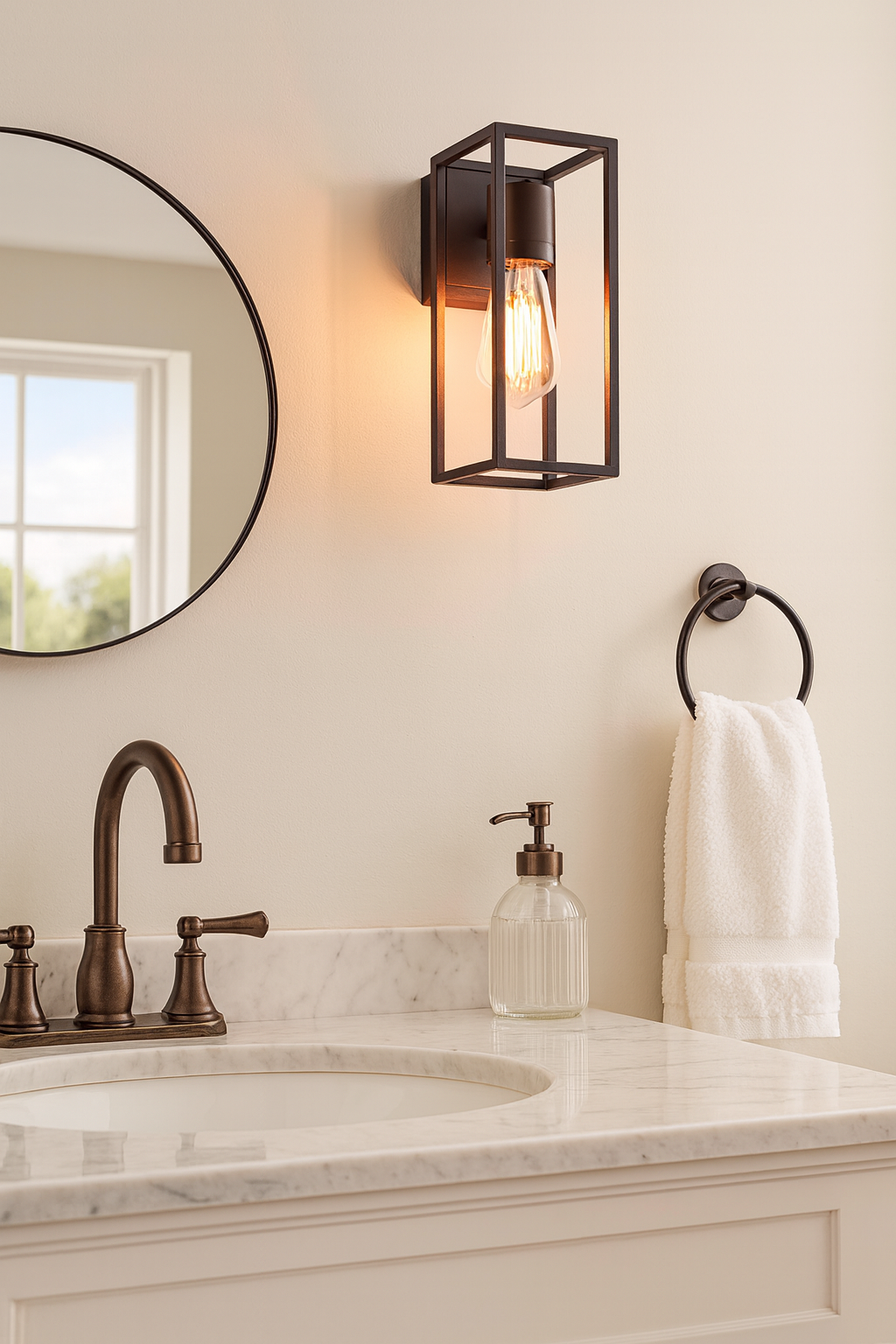 HERBERT | Bathroom Corrosion Resistant Box Lantern Wall Light | E27 | IP44 | Black