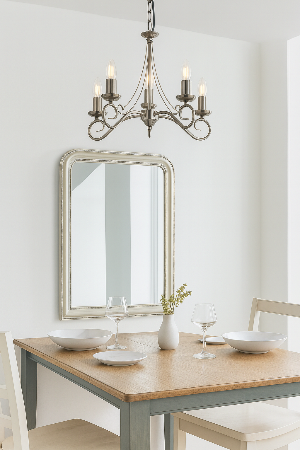 5 Arm Candle Light Ceiling Pendant Semi Flush Fitting | E14 | Antique Silver