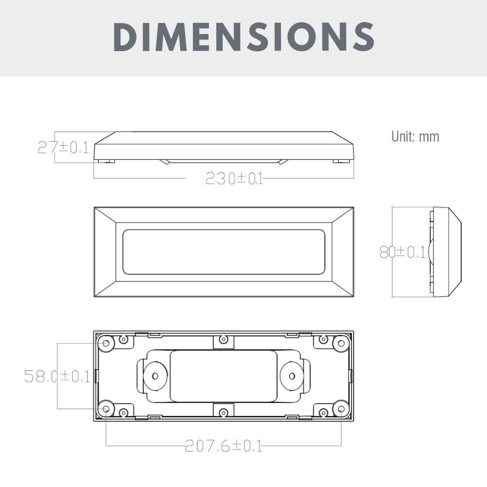 SEVERUS | Outdoor Surface Wall Brick Light | LED | IP65 | CCT Tri-Colour Switchable | Grey