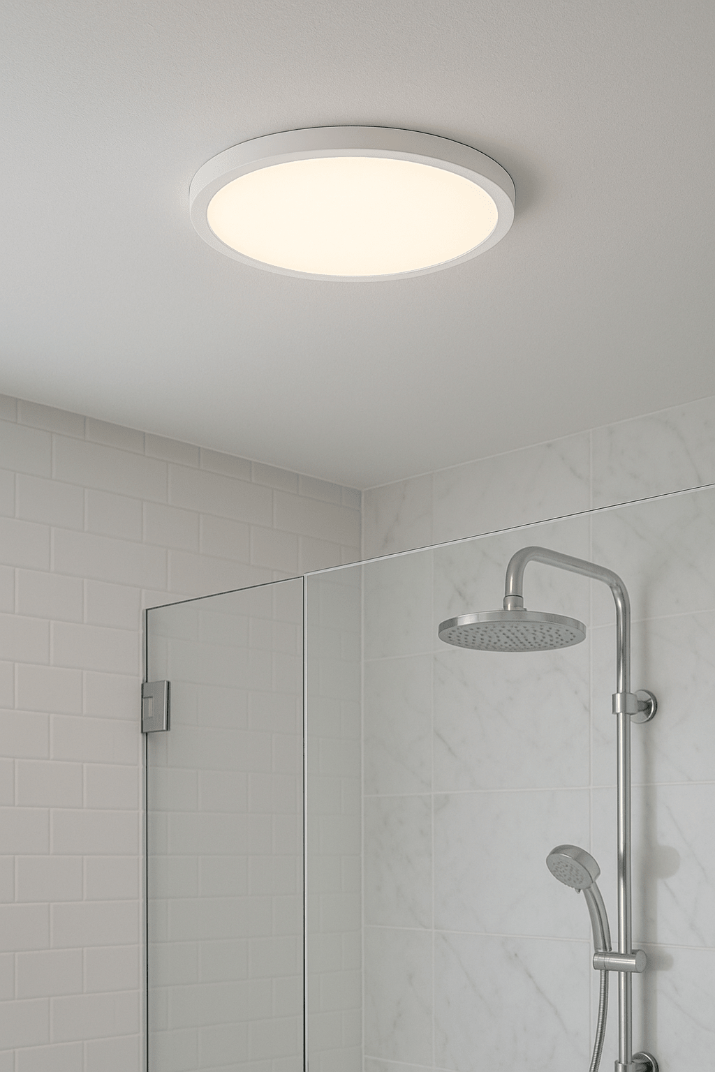 CCT Slim Low Profile Circular Flush Ceiling Corridor Bathroom Kitchen Light | 12W LED 1200lm | IP54 | White - LightHub Direct