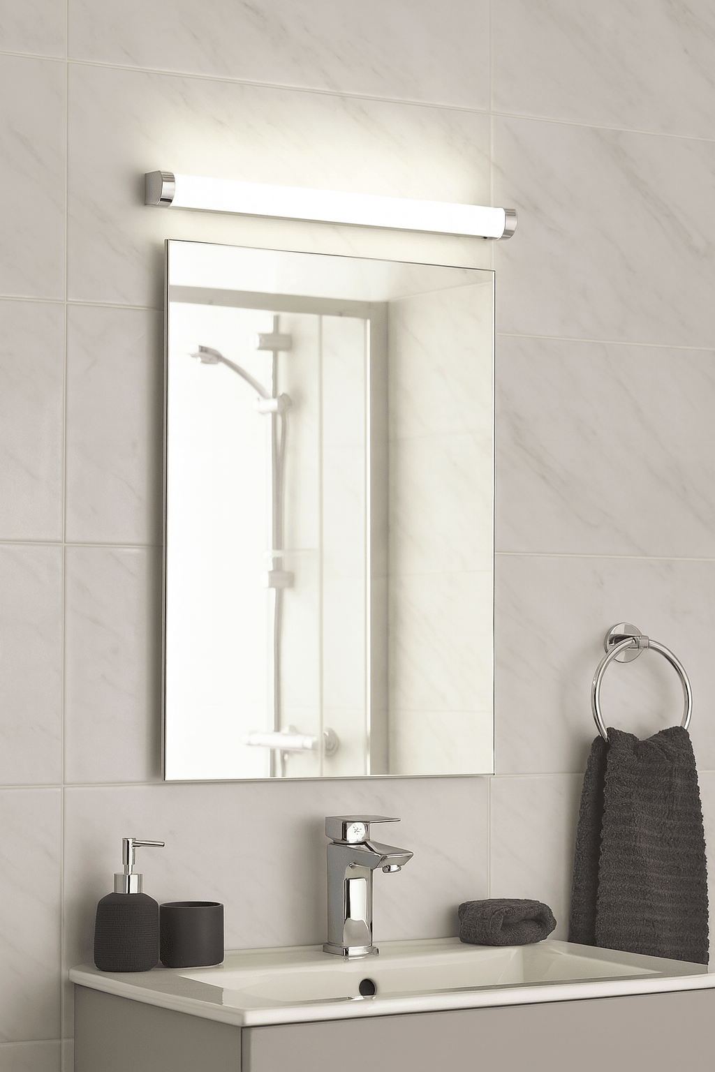 MODA | LED CCT Over Mirror Bathroom Light Wall Flush Fitting | Switched | 15W IP44 | Polished Chrome - LightHub Direct