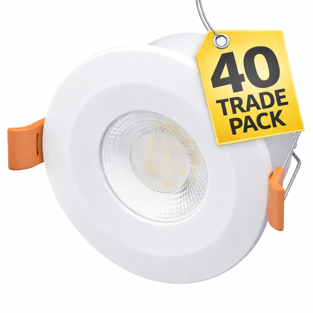 STRATA 5 | Tri-Colour CCT | LED Fire Rated Downlight | Dimmable 5W 600lm | IP65 | White | TRADE 40 Pack