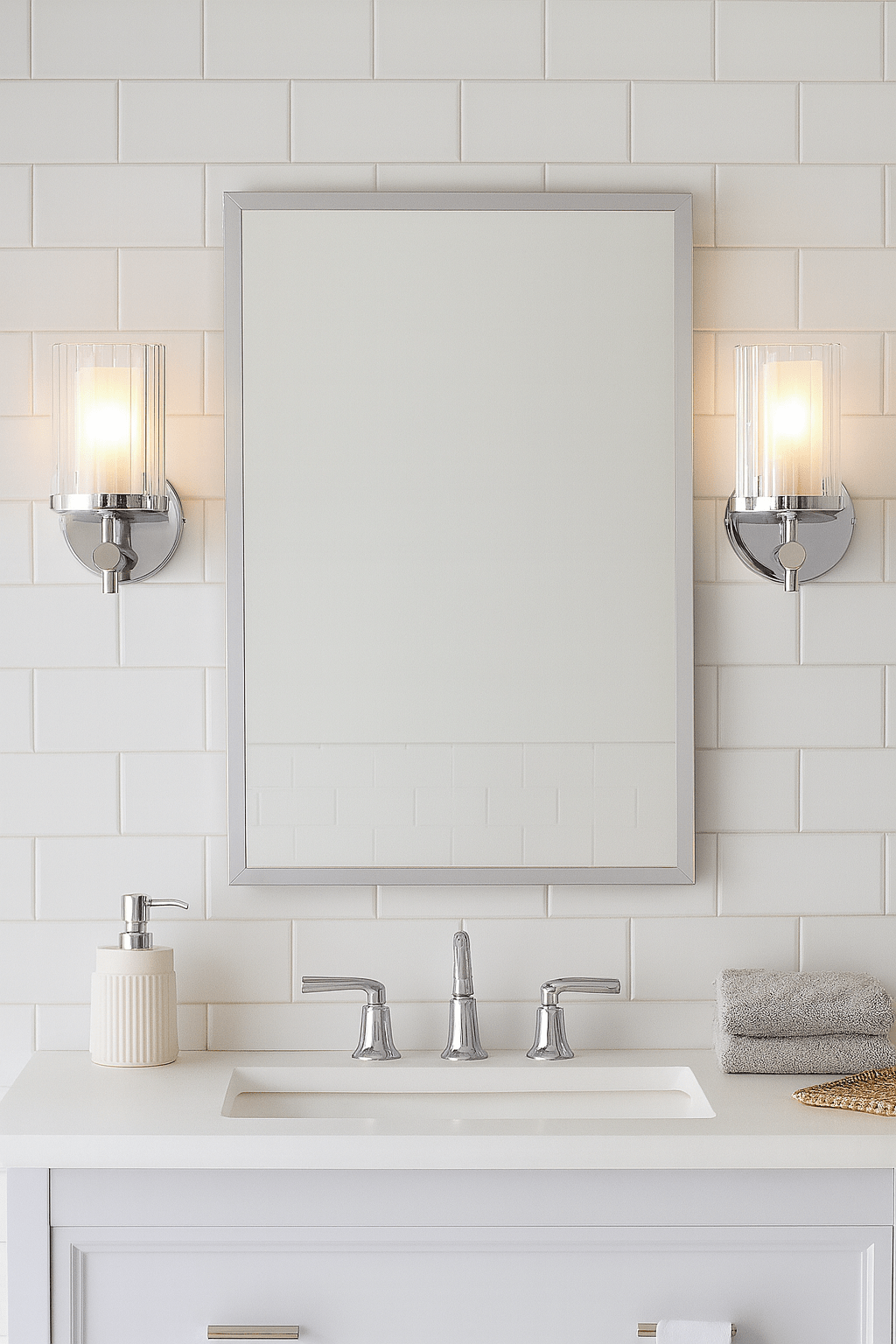Bathroom Light Wall Semi - Flush Fitting with Ridged Clear Glass Shade | G9 IP44 | Chrome - LightHub Direct