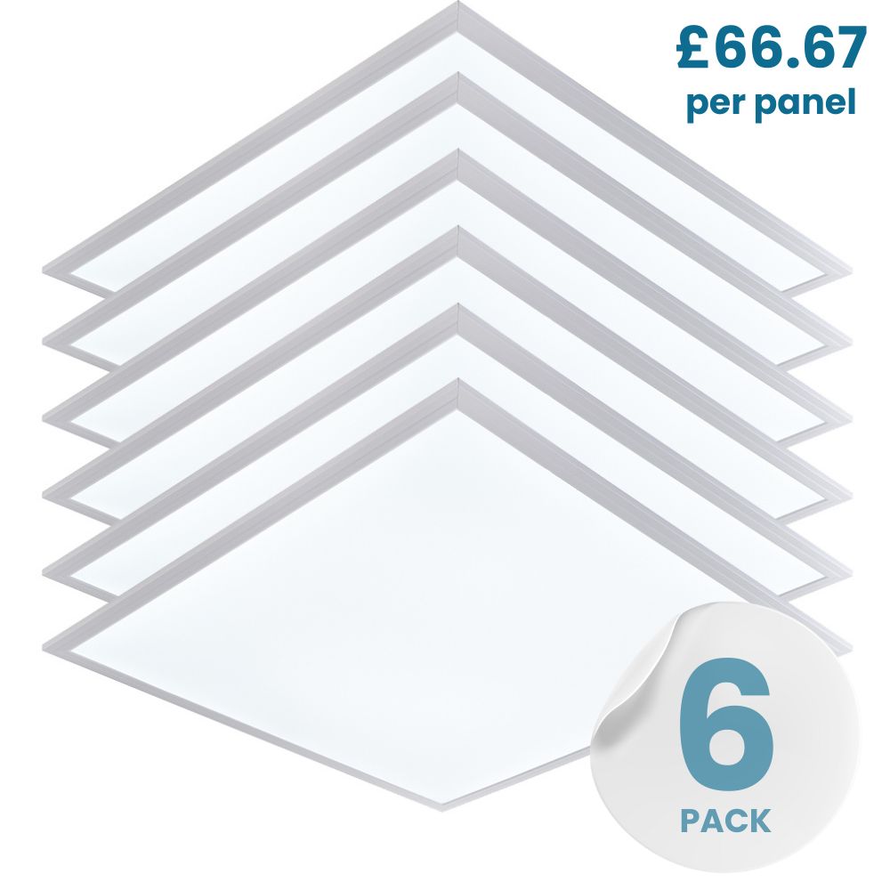 STRATUS | Emergency Self Test LED | 600x600mm | 6000K Daylight White | Recessed Light Panels 6 PACK | 40W 4000lm | Office Suspended Ceiling White