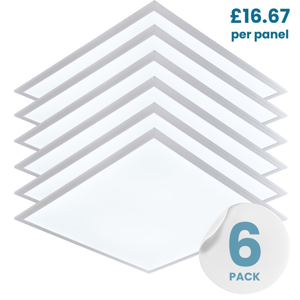 STRATUS | LED 600x600mm | Recessed Light Panels 6 PACK | 6000K Daylight White | 40W 4000lm | Office Suspended Ceiling White