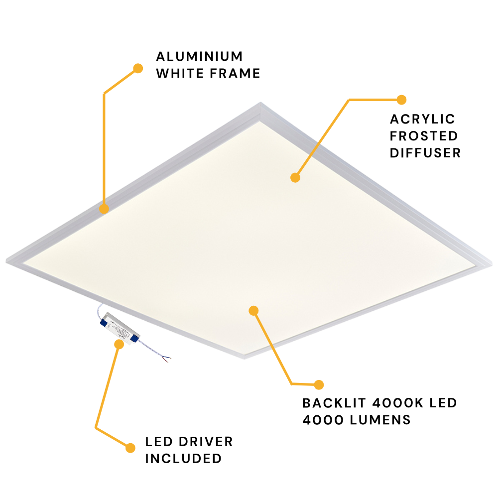 STRATUS | LED 600x600mm | Recessed Light Panels | 4000K Neutral White | 40W 4000lm | Office Suspended Ceiling White