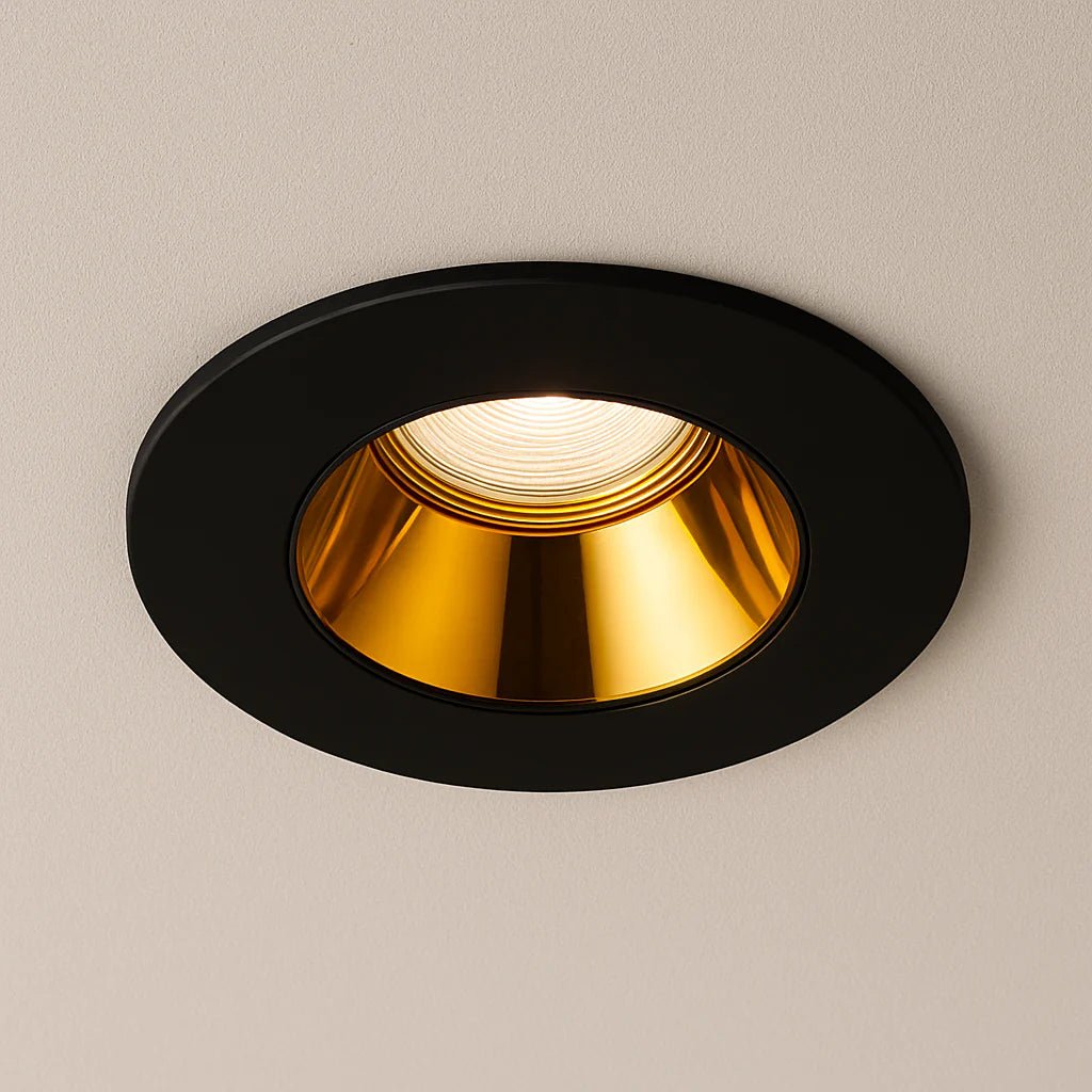 4CCT Fire Rated Dimmable Anti - Glare Downlight | LED 5 - 7W 650lm | CCT Tri - Colour | IP65 | Black & Brass - LightHub Direct