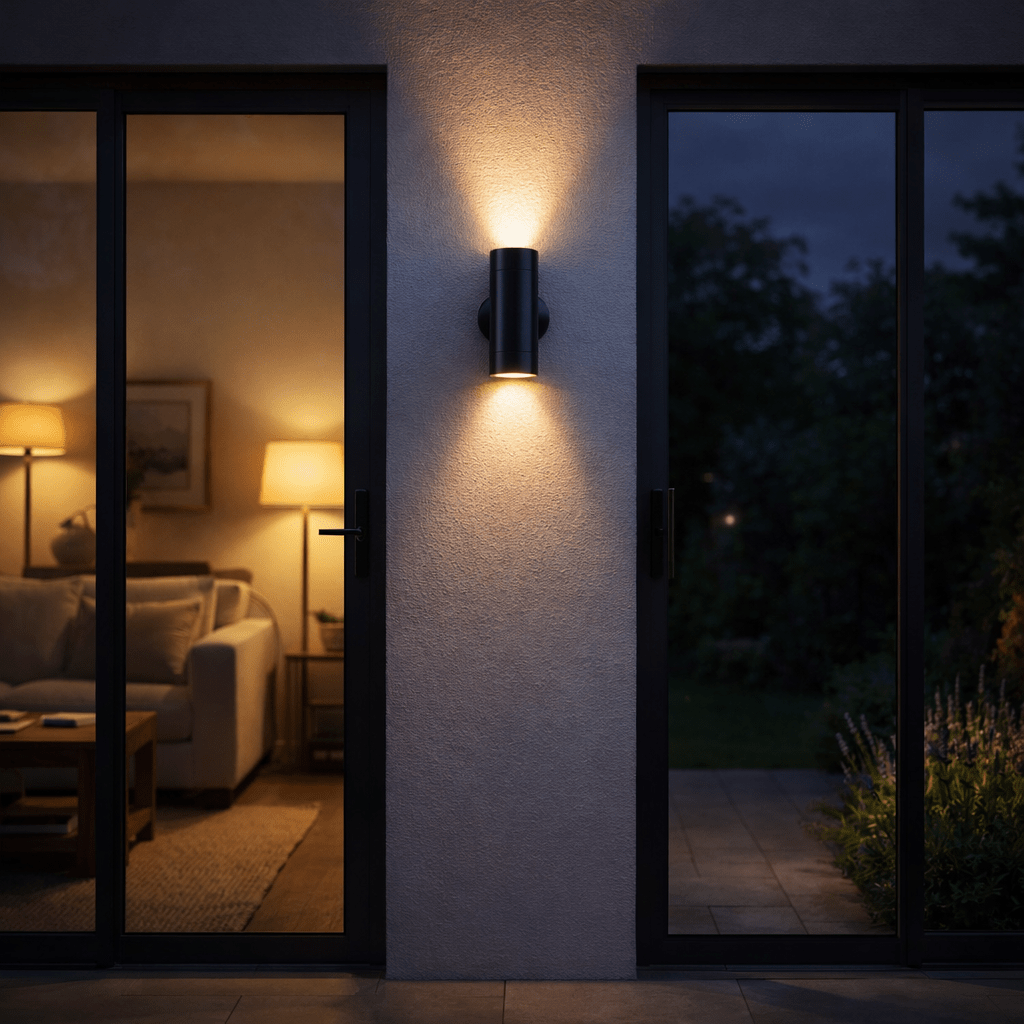 KEW Up / Down Outdoor Stainless Steel Garden Porch Wall Light | GU10 | IP44 | Matte Black - LightHub Direct