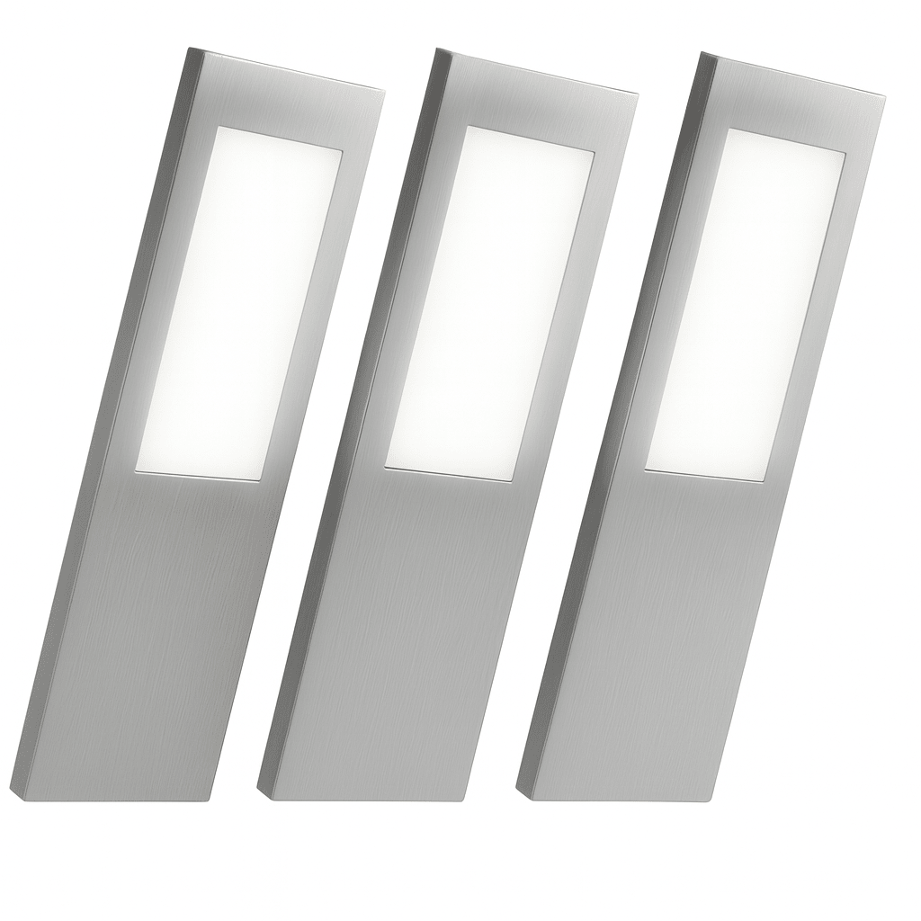 Slim Under - Cabinet Rectangle 3 Pack Kit with Driver | LED 3.5W | IP20 | 3000K Warm White | Brushed Steel - LightHub Direct