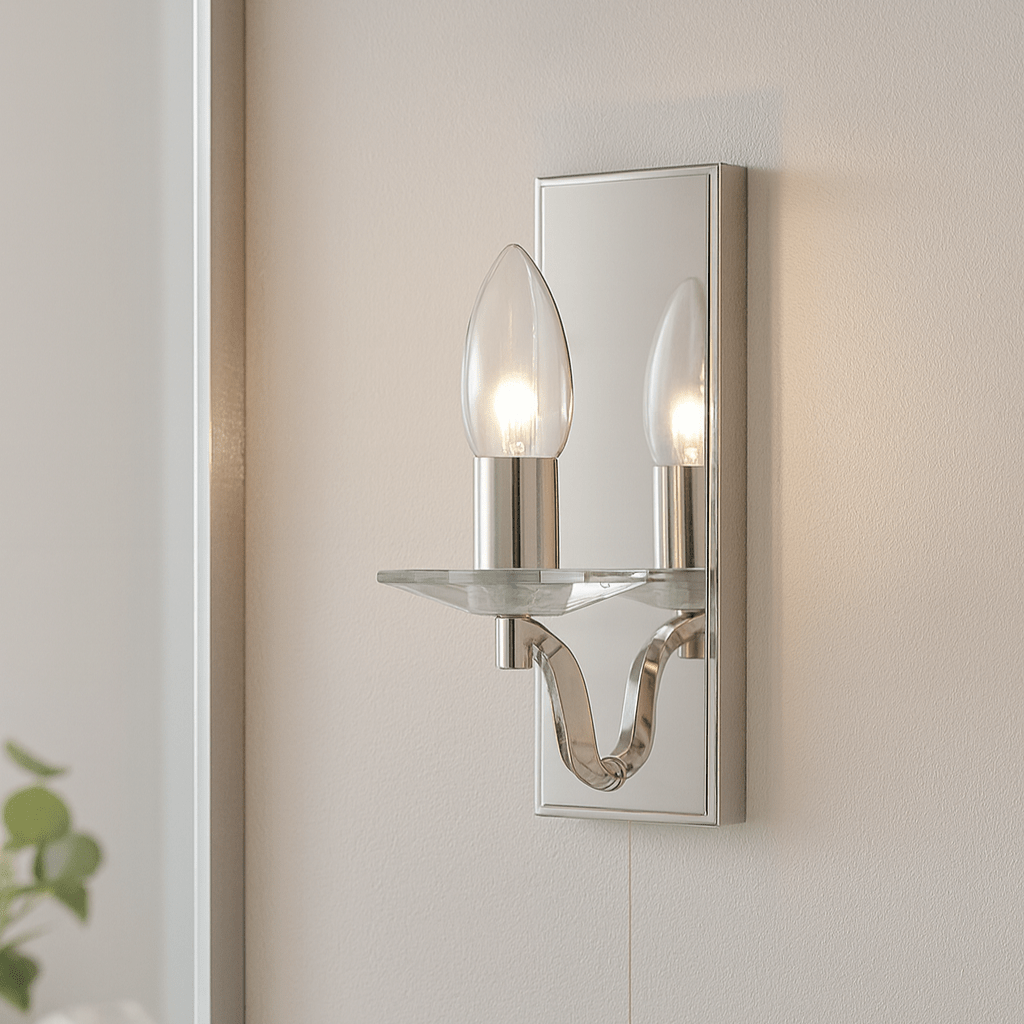 Bathroom Light Wall Semi - Flush Clear Glass Fitting with Pullcord |Switch | G9 | IP44 | Chrome - LightHub Direct