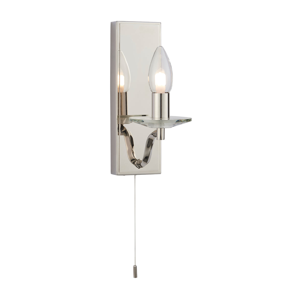 Bathroom Light Wall Semi-Flush Clear Glass Fitting with Pullcord |Switch | G9 | IP44 | Chrome