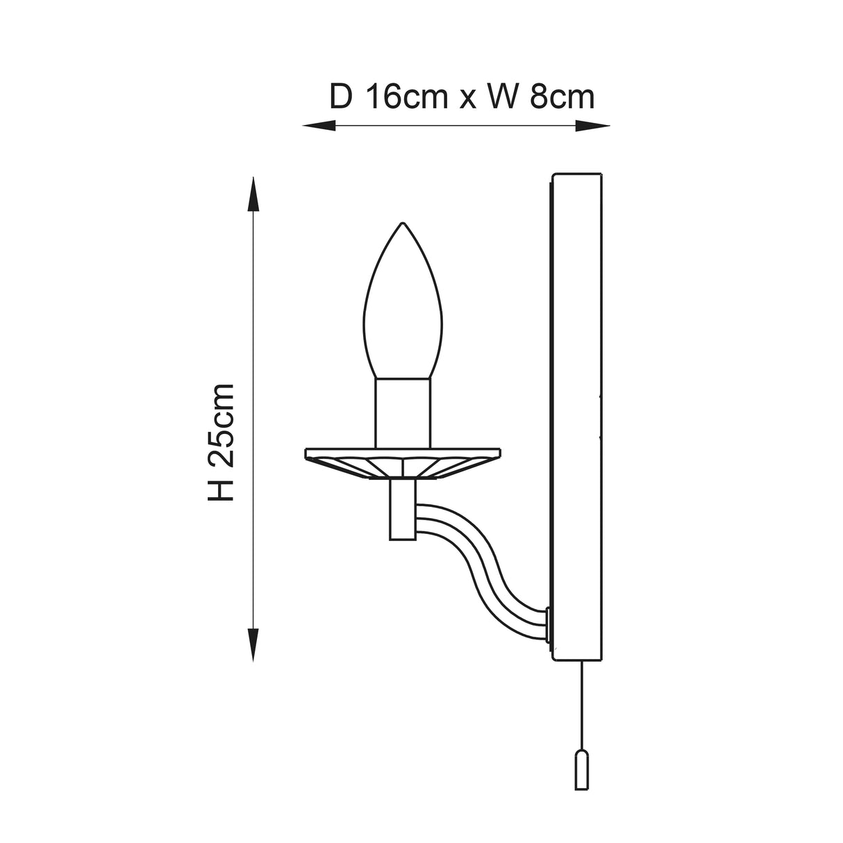 Bathroom Light Wall Semi-Flush Clear Glass Fitting with Pullcord |Switch | G9 | IP44 | Chrome