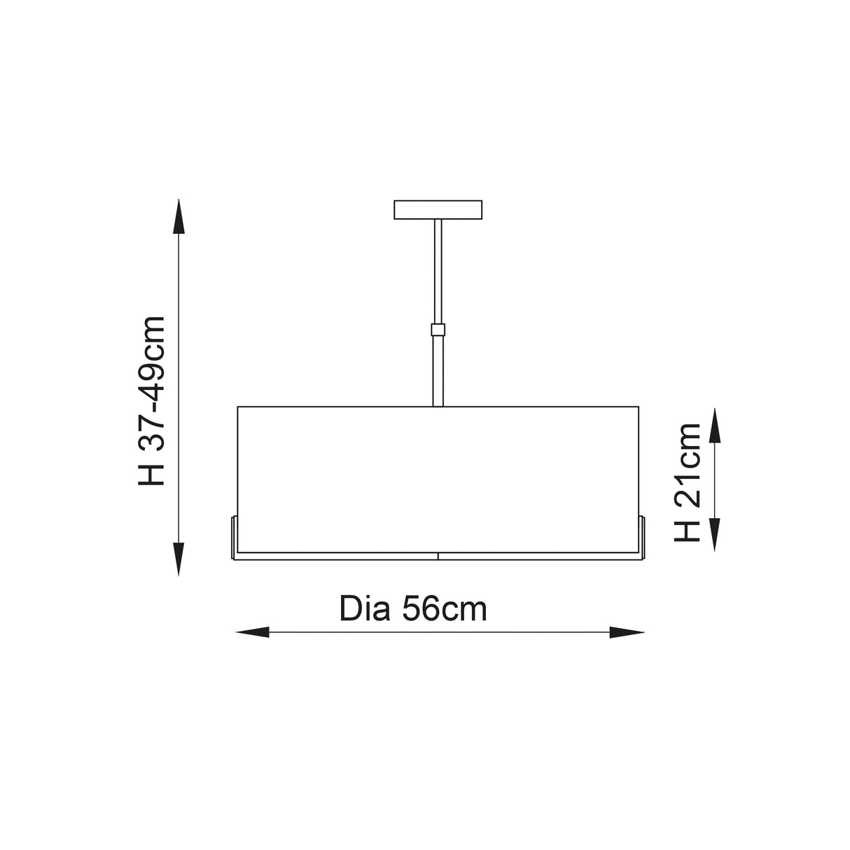 Dimensions of a rectangular object with height, width, and diameter measurements.