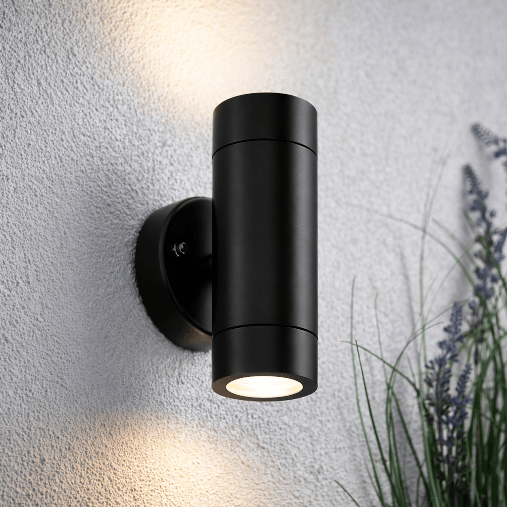 KEW Up / Down Outdoor Stainless Steel Garden Porch Wall Light | GU10 | IP44 | Matte Black - LightHub Direct