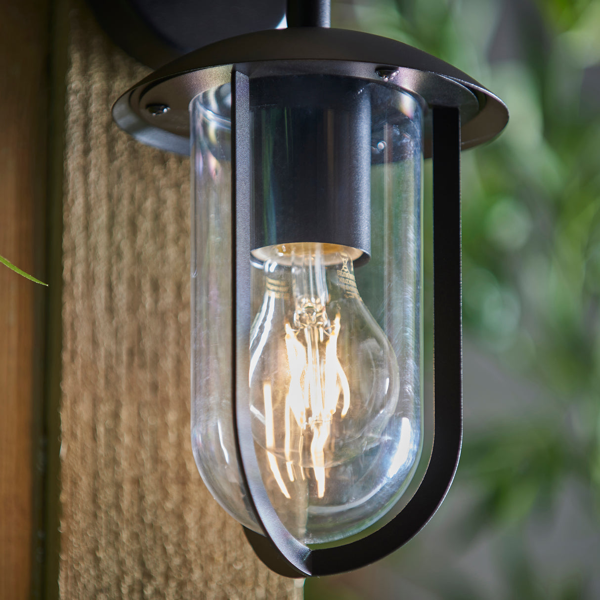 QUINN | Outdoor Fisherman Vintage Lantern Porch Barn Wall Light | E27 | IP44 | Matt Black