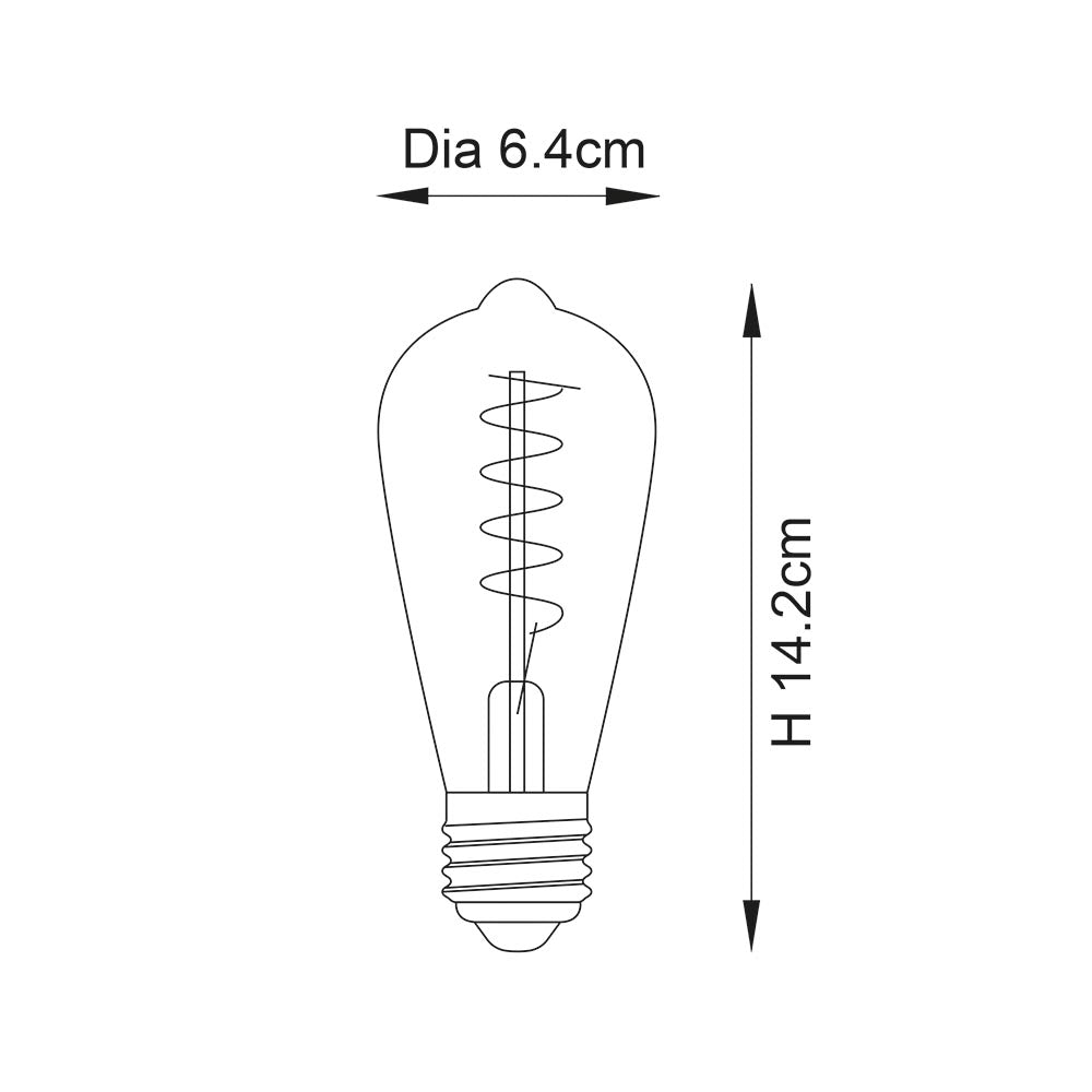Diagram of a light bulb with dimensions labeled