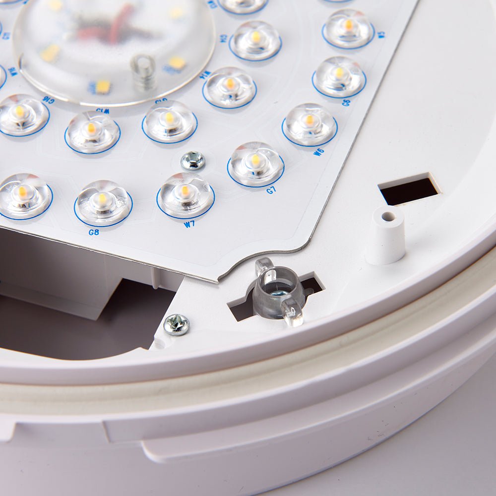CE3X5 MINI Small 250mm Slim Bulkhead Light | LED Multi Wattage 1200lm | Tri - Colour CCT | IP65 | White | Microwave Sensor - LightHub Direct